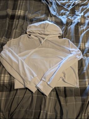 White Womans Lightweight Crop Hoodie Sweatshirt